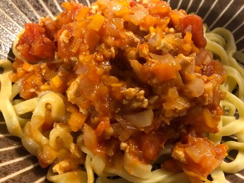 安くて美味しい!鶏ひき肉でミートソースパスタ★